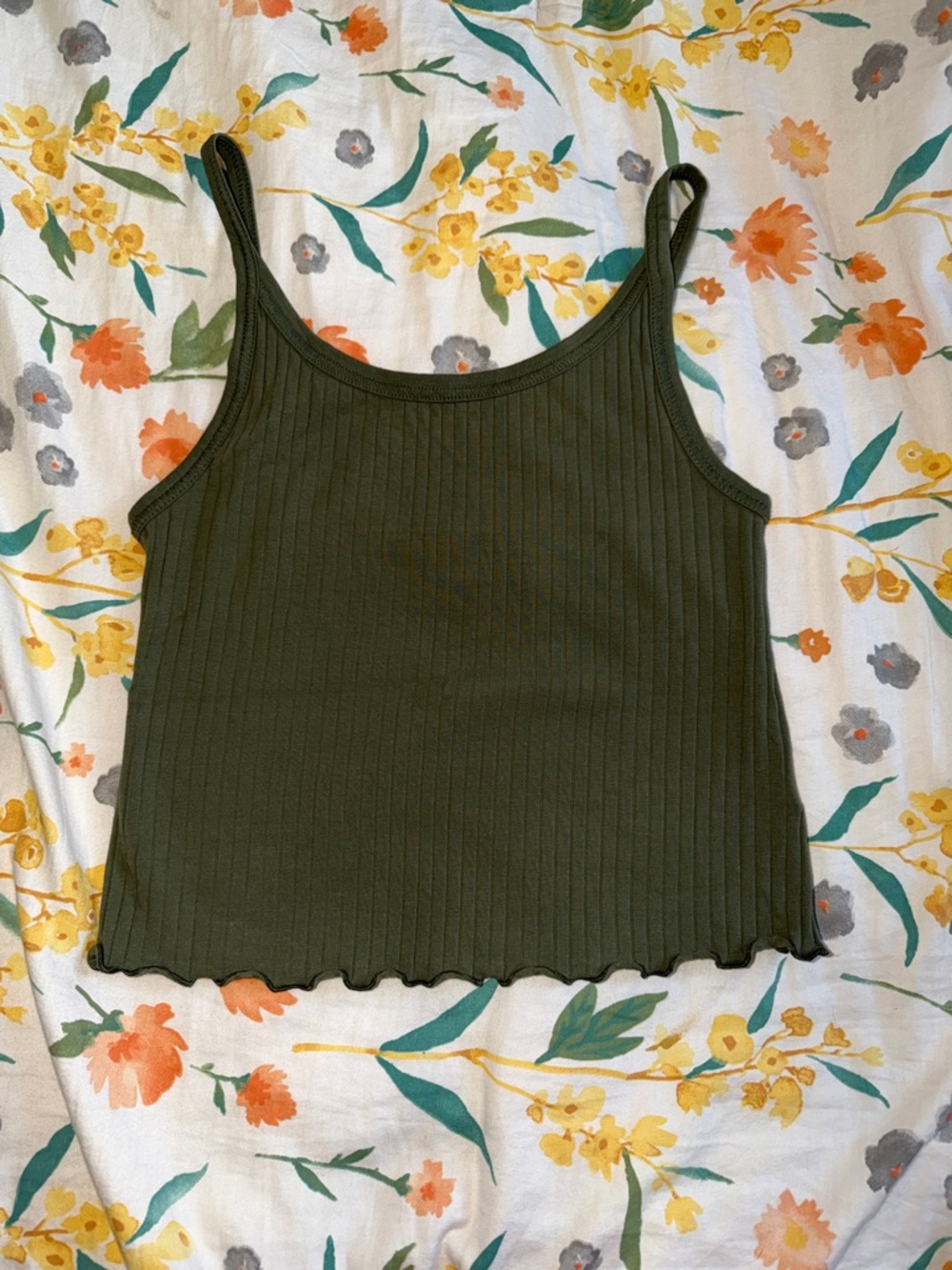 Old Navy Olive Ribbed Tank Top in Dark Olive
